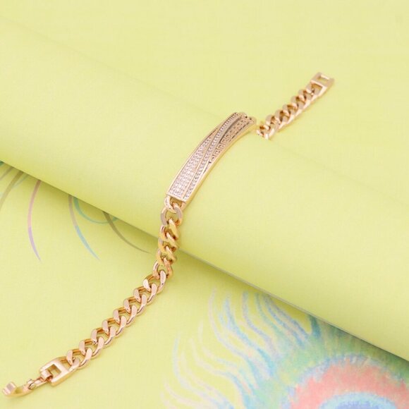 "Rose Gold Plated Chain Bracelet with Sparkling Bar Accent, XPBL0917 - Picture 4 of 11